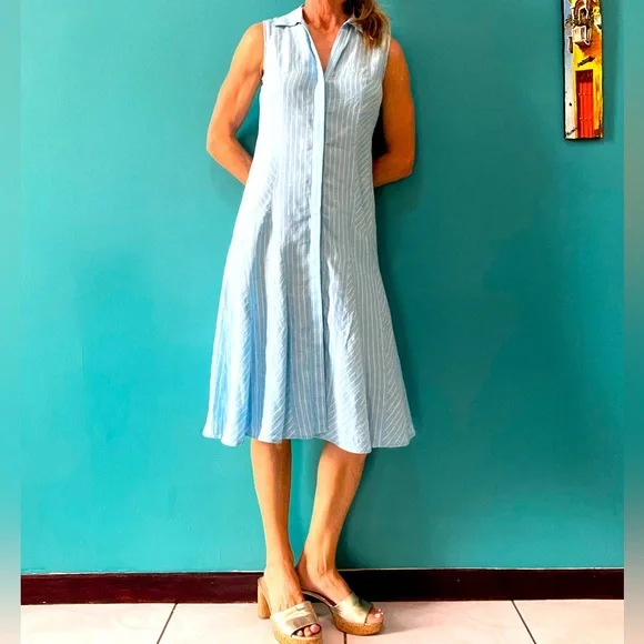 chinese dress ladies 80s Linen Shirtwaist Dress With Pockets  Better Dresses Vintage